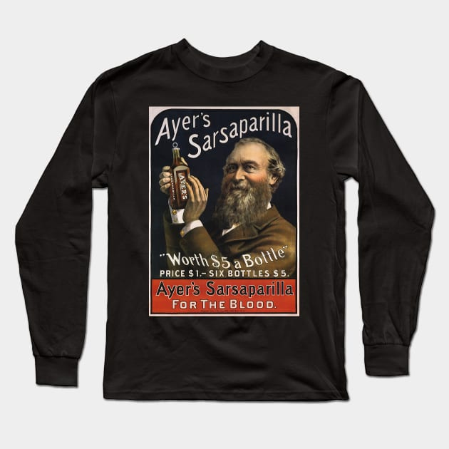 Vintage Ayer's Sarsaparilla Long Sleeve T-Shirt by MasterpieceCafe